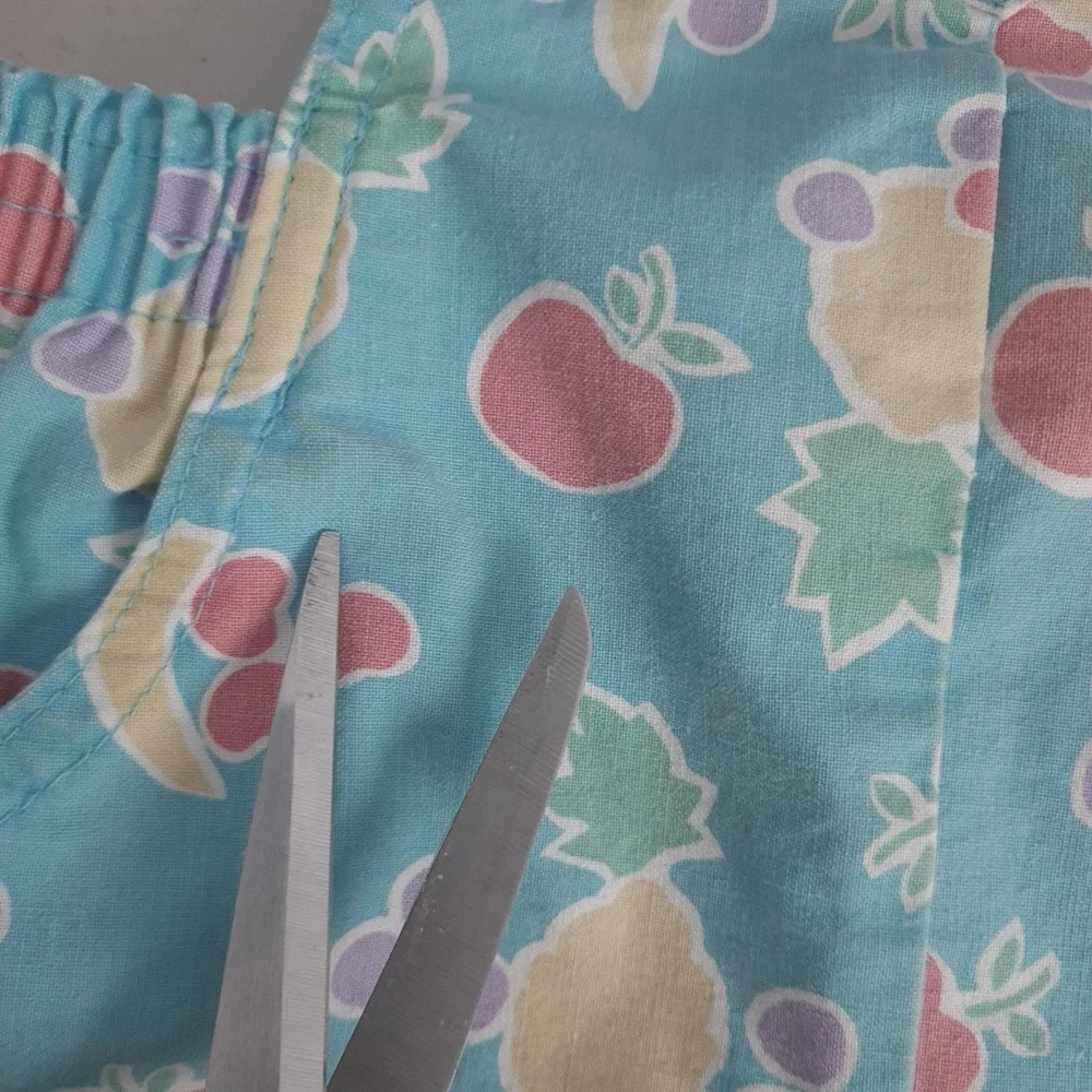 Vintage OshKosh Bgosh Shortalls Girls 5 Blue Pastel Fruit Print Vestbak USA 90s